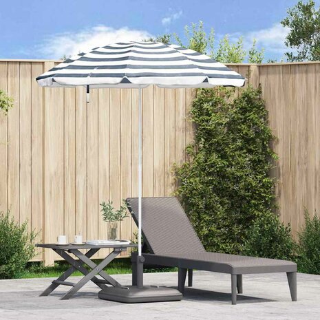 Strandparasol met metalen paal 161x193 cm polyester blauw wit 1