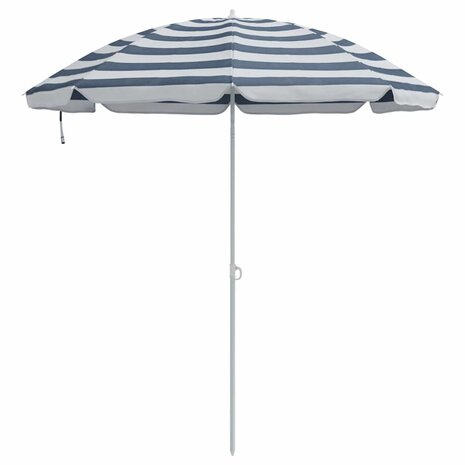 Strandparasol met metalen paal 161x193 cm polyester blauw wit 3