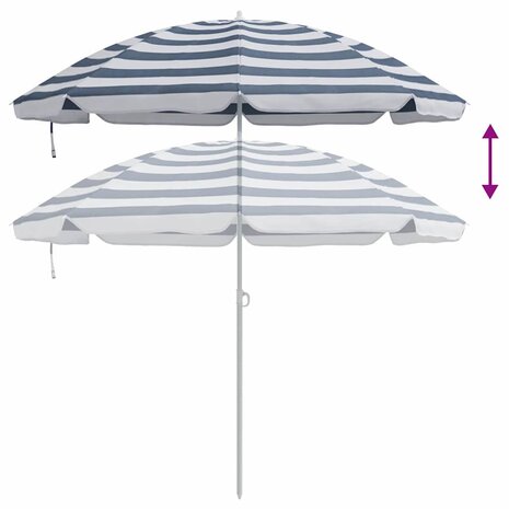 Strandparasol met metalen paal 161x193 cm polyester blauw wit 5