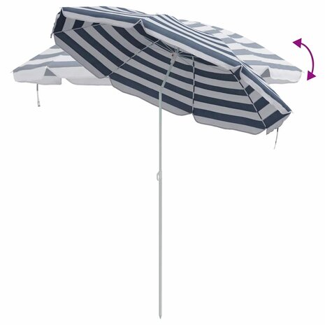 Strandparasol met metalen paal 161x193 cm polyester blauw wit 6