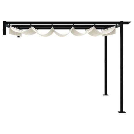 Wandgemonteerde Pergola Crème 3 x 3 m Staal 4