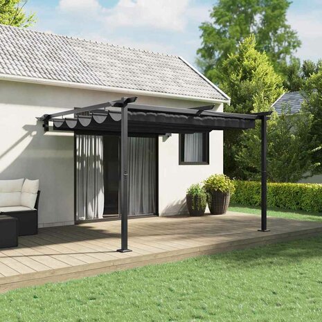 Wandgemonteerde Pergola Antraciet 3 x 3 m Staal 1
