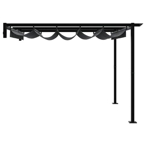 Wandgemonteerde Pergola Antraciet 3 x 3 m Staal 4
