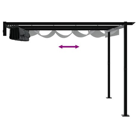 Wandgemonteerde Pergola Antraciet 3 x 3 m Staal 8