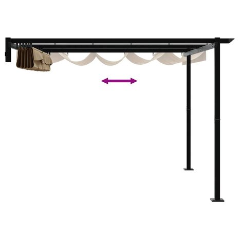 Wandgemonteerde Pergola Taupe 3 x 3 m Staal 8