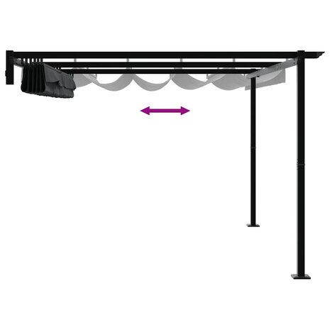 Wandgemonteerde Pergola Antraciet 3 x 4 m Staal 8