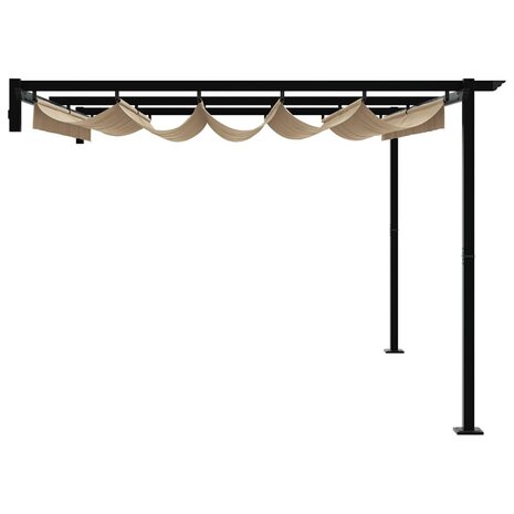 Wandgemonteerde Pergola Taupe 3 x 4 m Staal 4