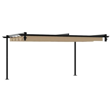 Wandgemonteerde Pergola Taupe 3 x 4 m Staal 5