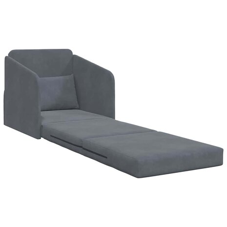 Vloerloungeset 2-in-1 Donkergrijs 65x80x83 cm Velvet 3