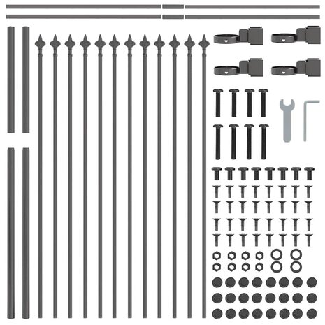 Tuinhek met punten 1,7x1,2 m staal grijs 3