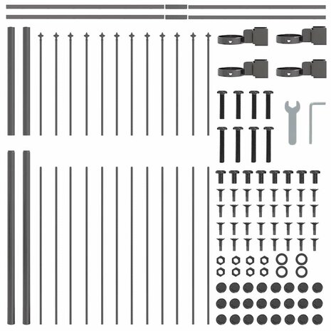 Tuinhek met punten 1,7x1,5 m staal grijs 3