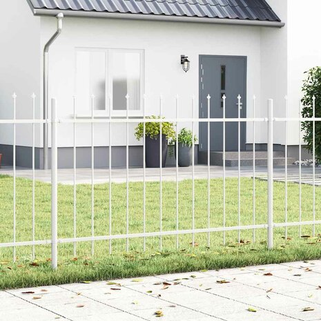 Tuinhek met punten 1,7x1 m staal wit 1