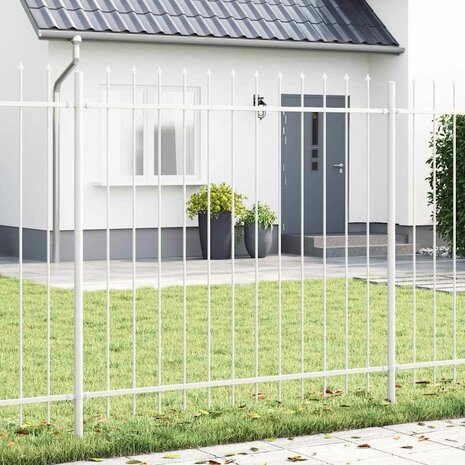 Tuinhek met punten 1,7x1,5 m staal wit 1