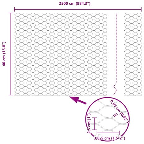 Hexagon Tuinhek 0,4x2,5 m Gegalvaniseerd Staal 7