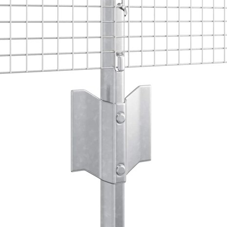Gelaste Draadhek met 5 U-Posts Zilver 0,4x10 m Staal 5