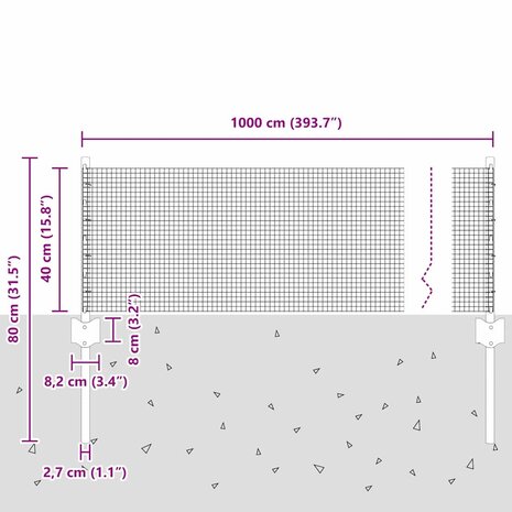 Gelast Draadhek met 5 U Posts Grijs 0.4 x 10 m Staal 7