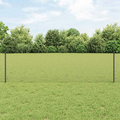 Gelaste Draadhek met 5 U-Palen Grijs 0.6x10 m Staal 1