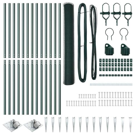 Schuttingset Set van 2 Groen Metaal, Kunststof 25 x 1.2 m 4