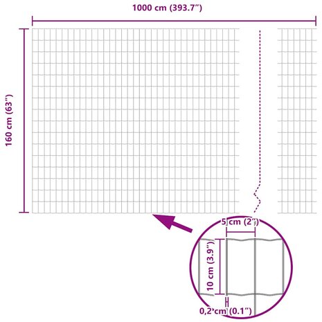 Euro Schutting 1.6x10 m Gegalvaniseerd Staal 7