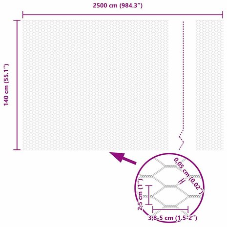 Hexagon Schutting 1.4x25 m van Gegalvaniseerd Staal 7