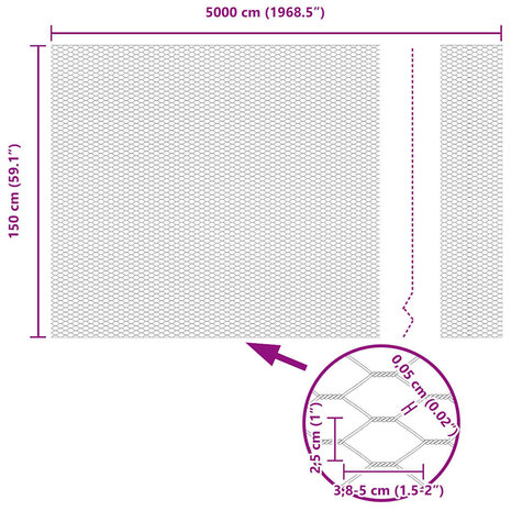Hexagonale Schutting 1,5 x 50 m Gegalvaniseerd Staal 7
