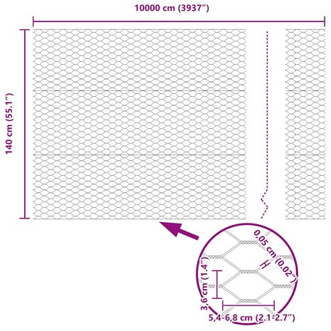 Hexagon Schutting 1,4 x 100 m Gegalvaniseerd Staal 7