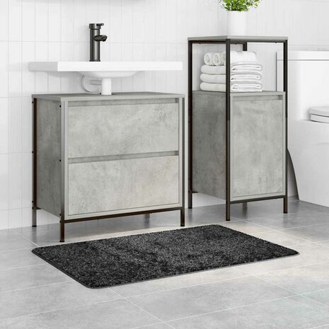 Badmat rechthoekig anti-slip 60x90 cm polypropeen donkergrijs 2