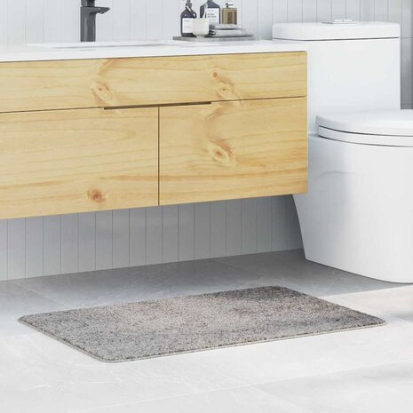 Badmat rechthoekig anti-slip 60x90 cm polypropeen grijs 1