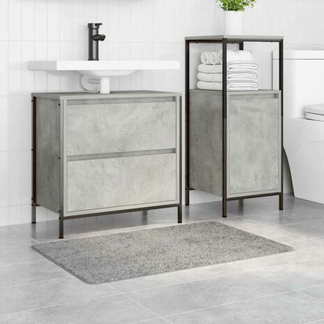 Badmat rechthoekig anti-slip 60x90 cm polypropeen grijs 2