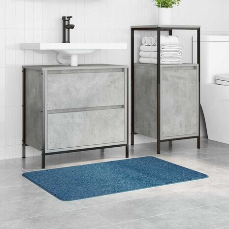 Badmat rechthoekig anti-slip 60x90 cm polypropeen blauw 2