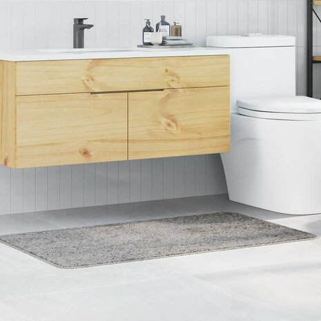 Badmat rechthoekig anti-slip 70x120 cm polypropeen grijs 1