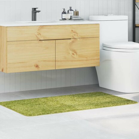 Badmat rechthoekig anti-slip 70x120 cm polypropeen groen 1