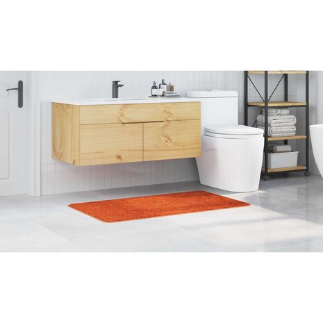 Badmat rechthoekig anti-slip 70x120 cm polypropeen oranje 3