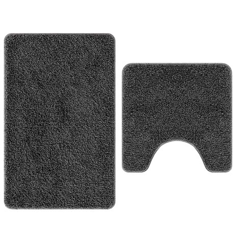 2-delige Badmattenset anti-slip polypropeen donkergrijs 5