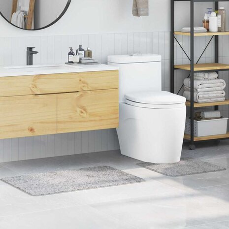2-delige Badmattenset anti-slip polypropeen grijs 1