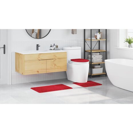 3-delige Badmattenset anti-slip polypropeen rood 3