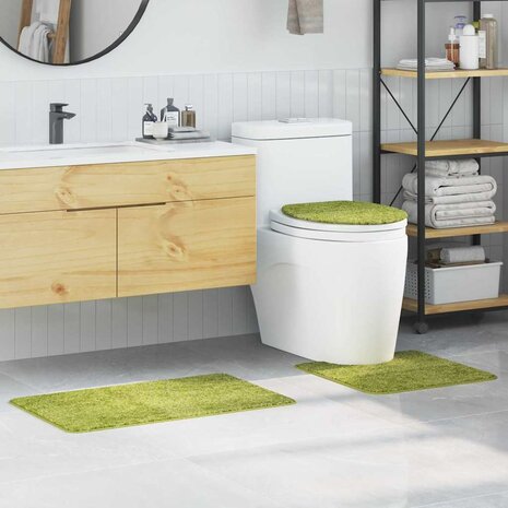 3-delige Badmattenset anti-slip polypropeen groen 1