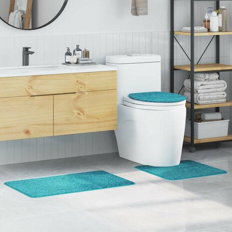 3-delige Badmattenset anti-slip polypropeen turquoise 1