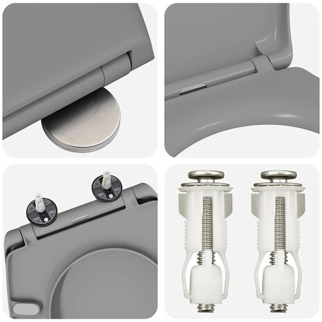 Toiletbril soft-close met quick-release Duroplast grijs 8