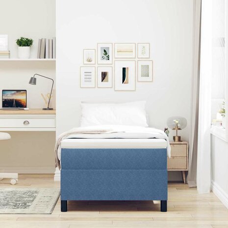 Boxspringbed Blauw Eenpersoons Corduroy Stof 4