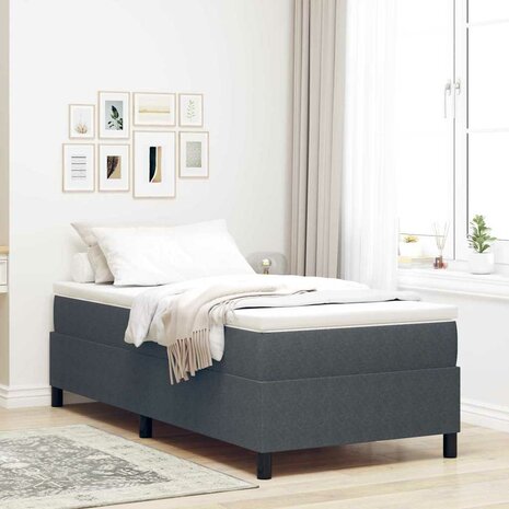 Boxspring Bed Donkergrijs 100x200 cm Corduroy Stof 1