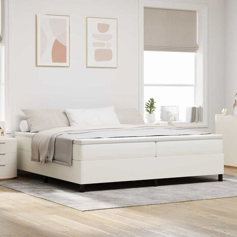 Boxspring Bed Crème 200x200 cm Corduroy Stof 1