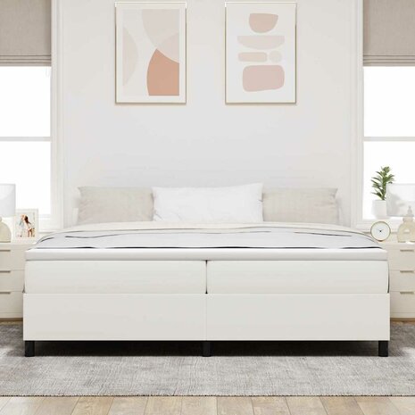 Boxspring Bed Crème 200x200 cm Corduroy Stof 4