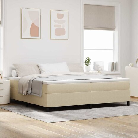 Boxspringbed Lichtgroen Grijs 200x200 cm Corduroy Stof 1