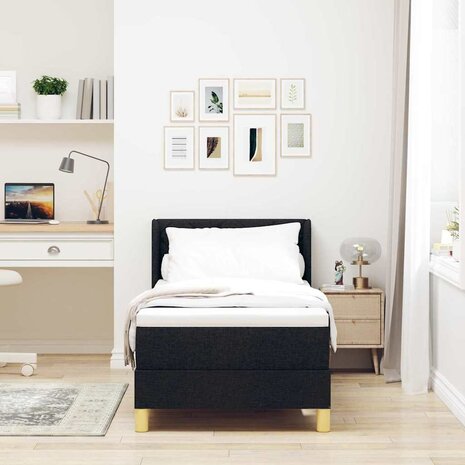 Boxspring bed Zwart en Wit en Zwart 80 x 200 cm Stof 4