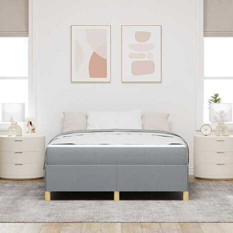 Boxspring bed Lichtgrijs en Wit en Lichtgrijs 160 x 200 cm Stof 5