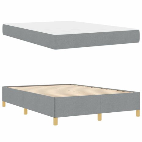 Boxspring bed Lichtgrijs en Wit en Lichtgrijs 160 x 200 cm Stof 6