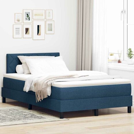 Boxspring Bed met Matras Blauw 120x200 cm Stof 1