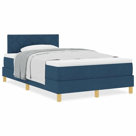 Boxspring Bed met Matras Blauw 120x200 cm Stof 3