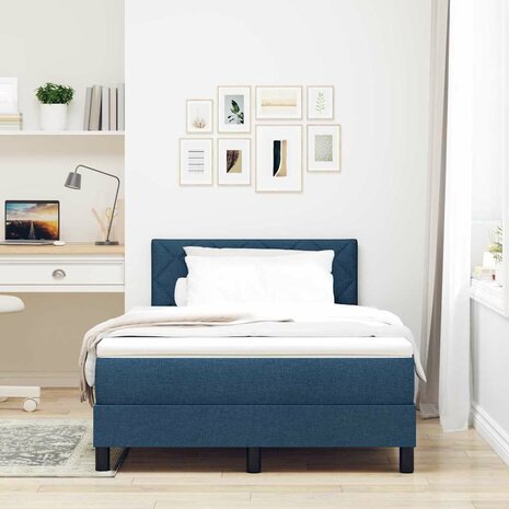 Boxspring Bed met Matras Blauw 120x200 cm Stof 4